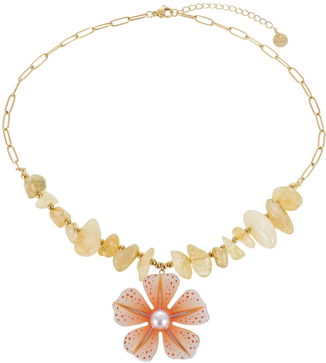 H-A23.1 N1160-028G S. Steel Necklace Stones-Flower 40-45cm