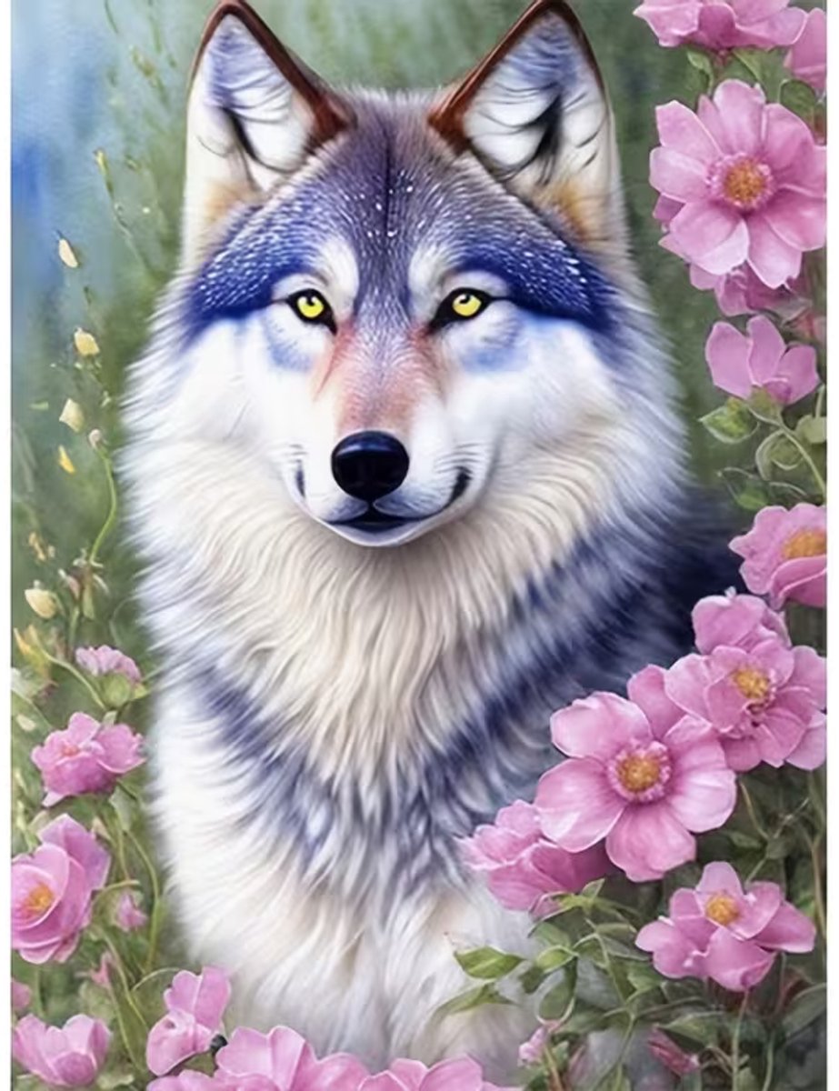diamond painting leuk portret van een wolf 30 x 40 cm
