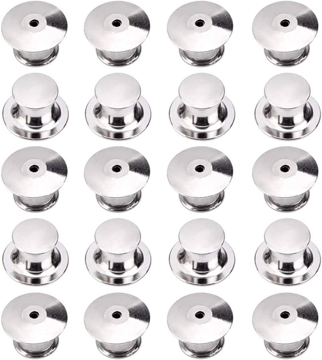 Pin locks 20 stuks - metalen vergrendeling - zilver - vervangende pin-backs voor badges - SnelShoppen