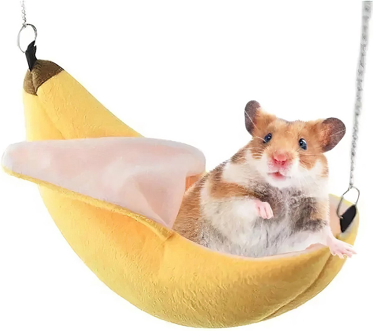 Hamsterhangmat - Hangmatje voor hamster - Hamster hammock - Speelgoed huisdier - Banaan - Hamsterkooi onderdelen - Knaagdier - Kooi accessoire - Pluche - Geel - 20 cm - Jonyx