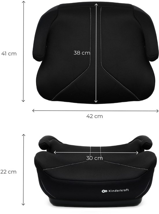 Kinderkraft I-BOOST 2 i-Size - Zitverhoger - Autostoel Booster - 125-150 cm 22-36 kg - 6-12 Jaar - R129 Goedgekeurd - Zwart van Merkloos — afbeelding 2
