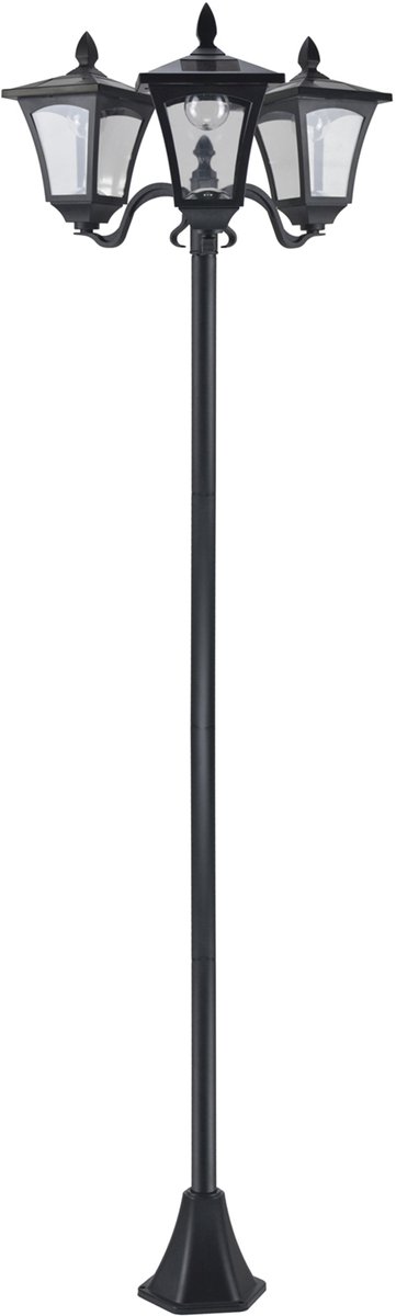 LED-tuinstaande lamp op zonne-energie voor buitenverlichting | - 182,5 cm, 3 lamphouders, IP44 - van staal - zwart