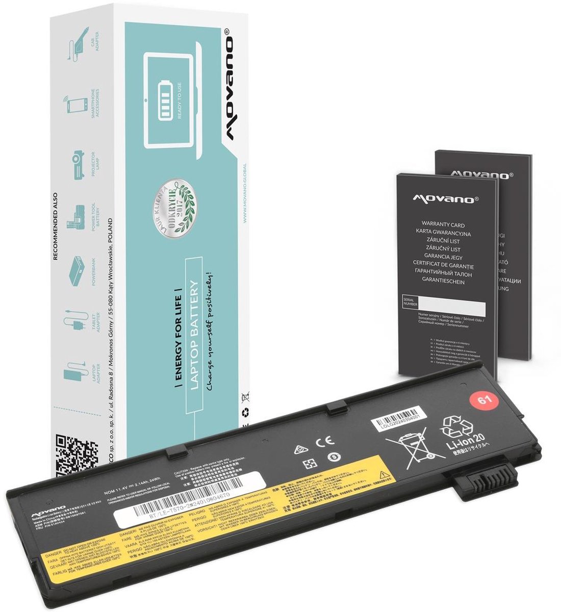 Movano-Batterij Voor Lenovo Thinkpad T470 T570 Sb10K97582 2140Mah-Batterij