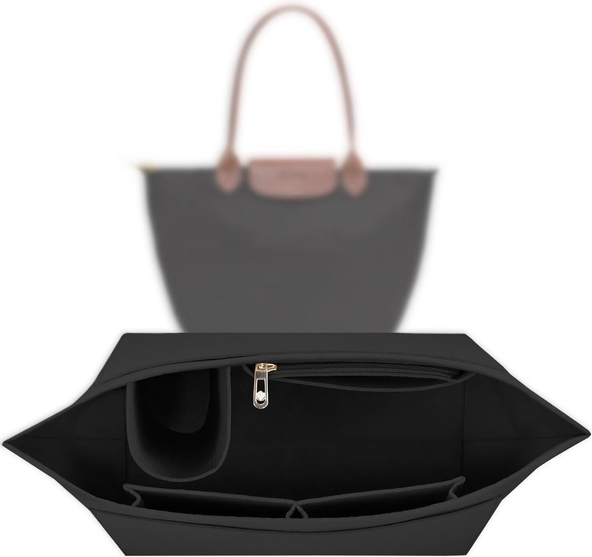Casalora Bag Organizer Handtas - Tas Organizer, Bag in Bag, Compatibel met Damestassen zoals Longchamp, Zwart