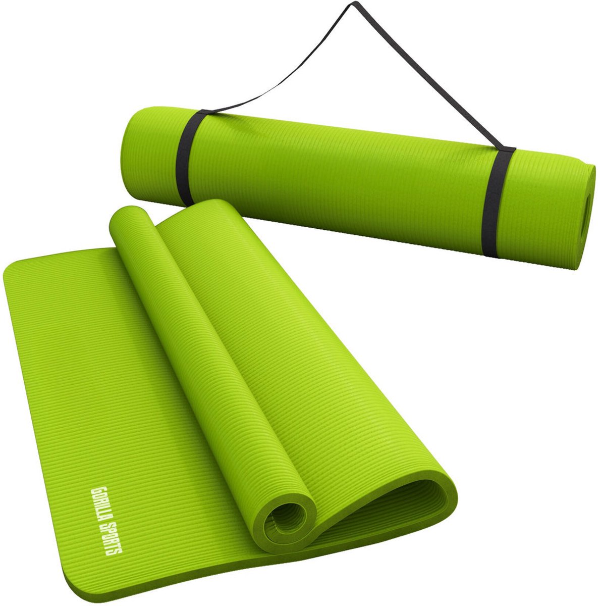 Gorilla Sports Yogamat Deluxe (190 x 100 x 15 cm) - Yoga Mat - limegroen