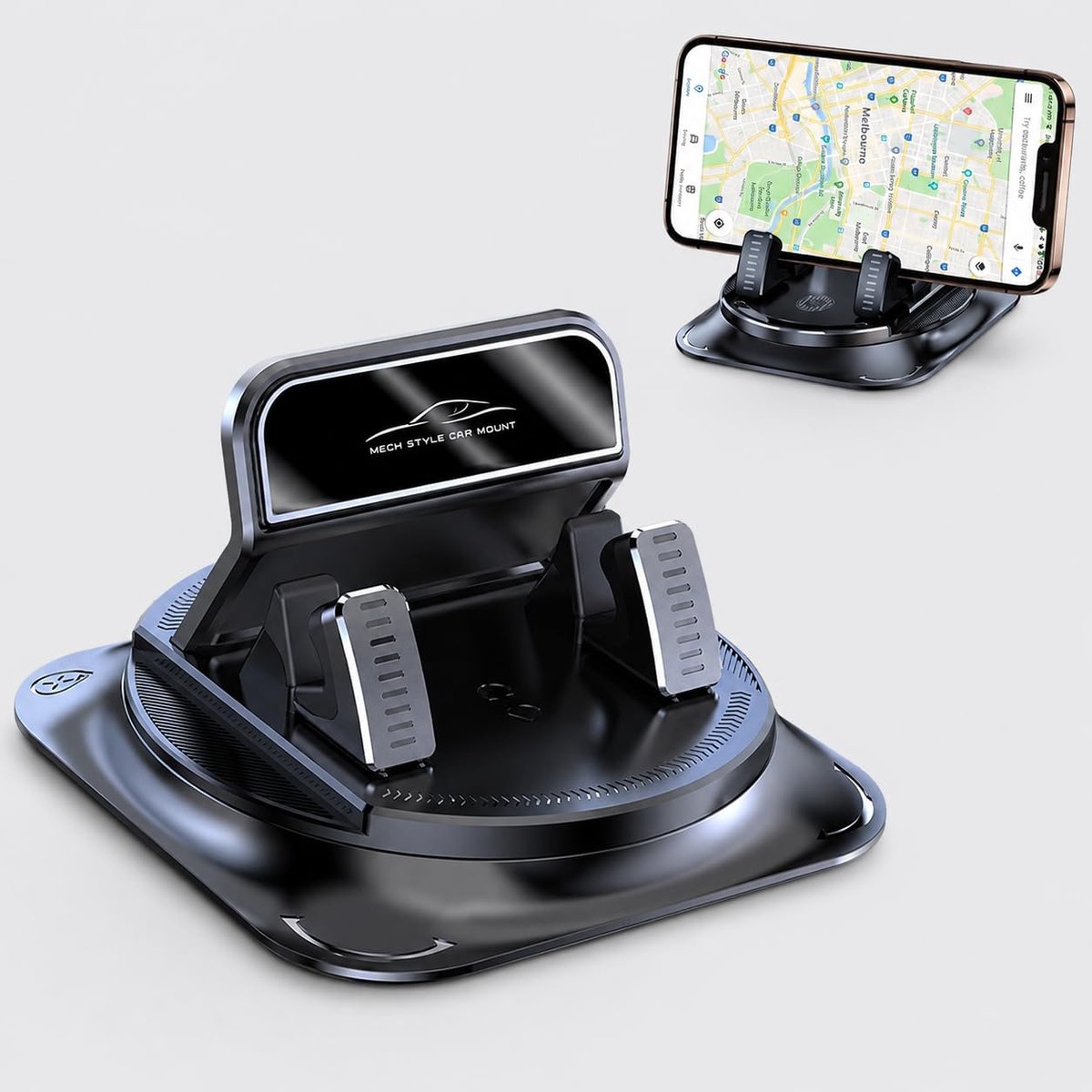 Namajunas - 360° Draaibaar Dashboard telefoonhouder auto-lock - Eén‑handige smartphone houder - Zwart - Voor auto's, campers, bureaus en keukens - Accesoires Auto - Dashboard houder telefoon - Antislip - Smartphone houder