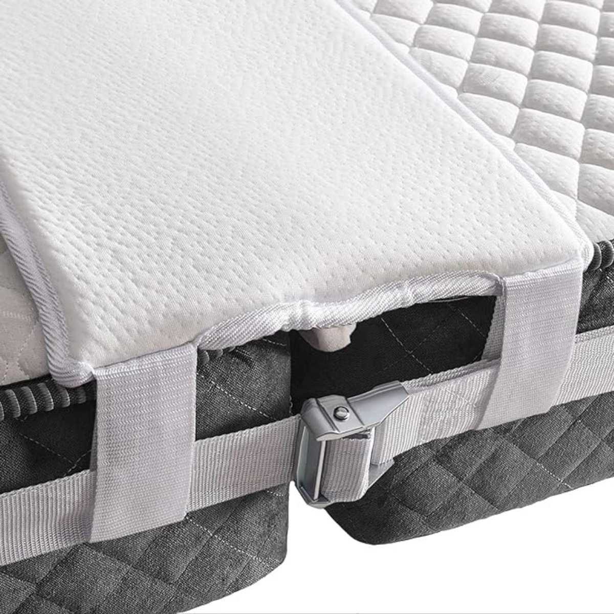 Thuys - Matraswig voor Tweepersoonsbed – Matrasverbinder met 28 cm Liefdesbrug – Inclusief 10 Meter Spanband – Katoen – Wit