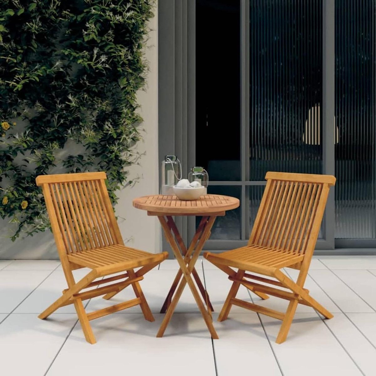 Eetkamerset Hout - Buitenmeubels Set - Buiten Eten - Inklapbaar Ontwerp - 3-delig - Teak