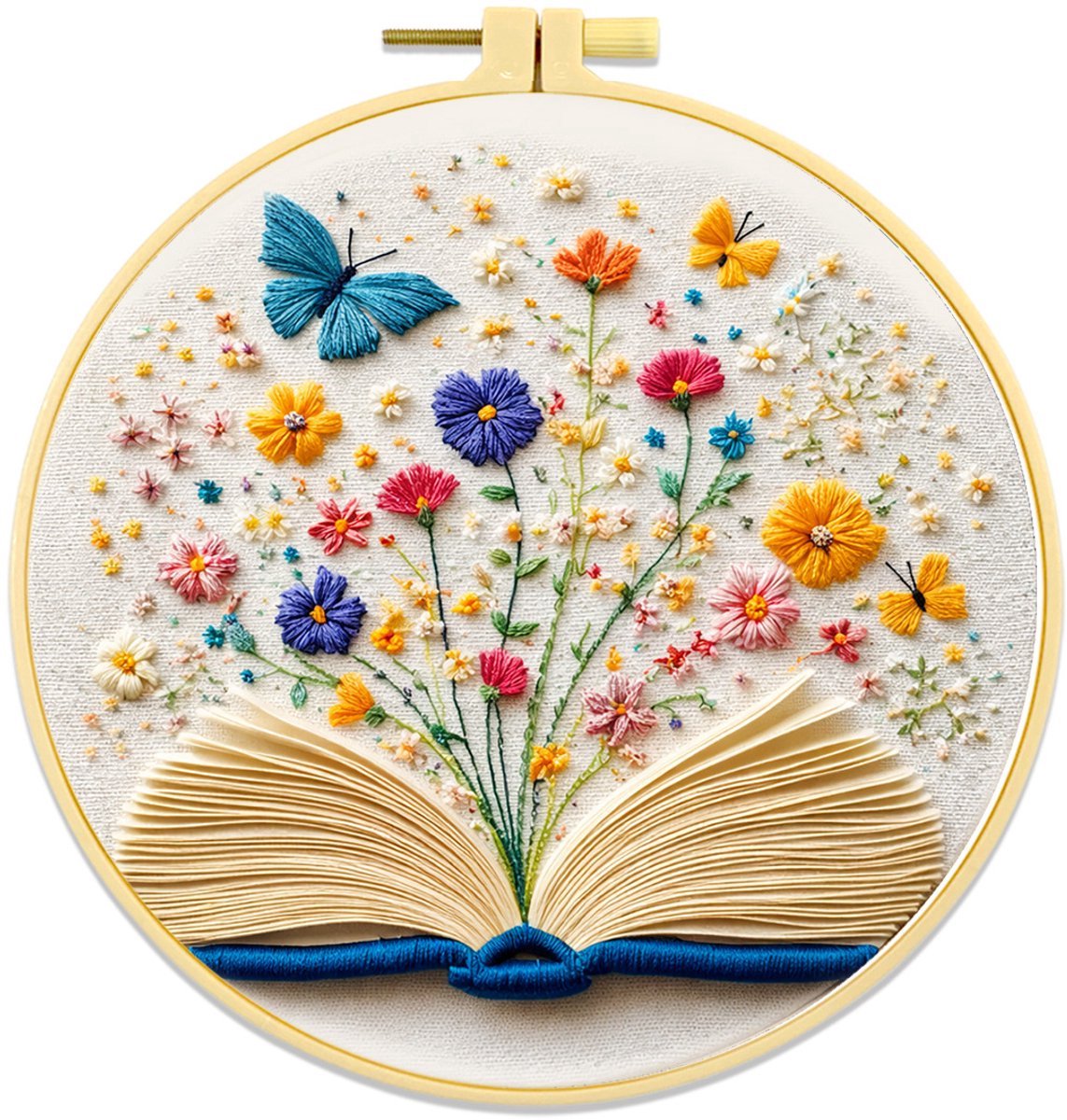 Casalora Borduurpakket Tuin in een boek – DIY Borduurset voor Beginners en Volwassenen – Tuin in een boek Borduren met Borduurring, Voorgedrukt Borduurstof en Accessoires – Handwerk Borduur Kit