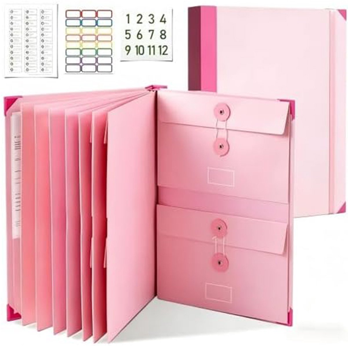 VHV - Documentenmap A4 - Uitbreidbare Organizer 22,6 × 32,6 - Roze - Voor Belangrijke Papieren Thuis en Kantoor