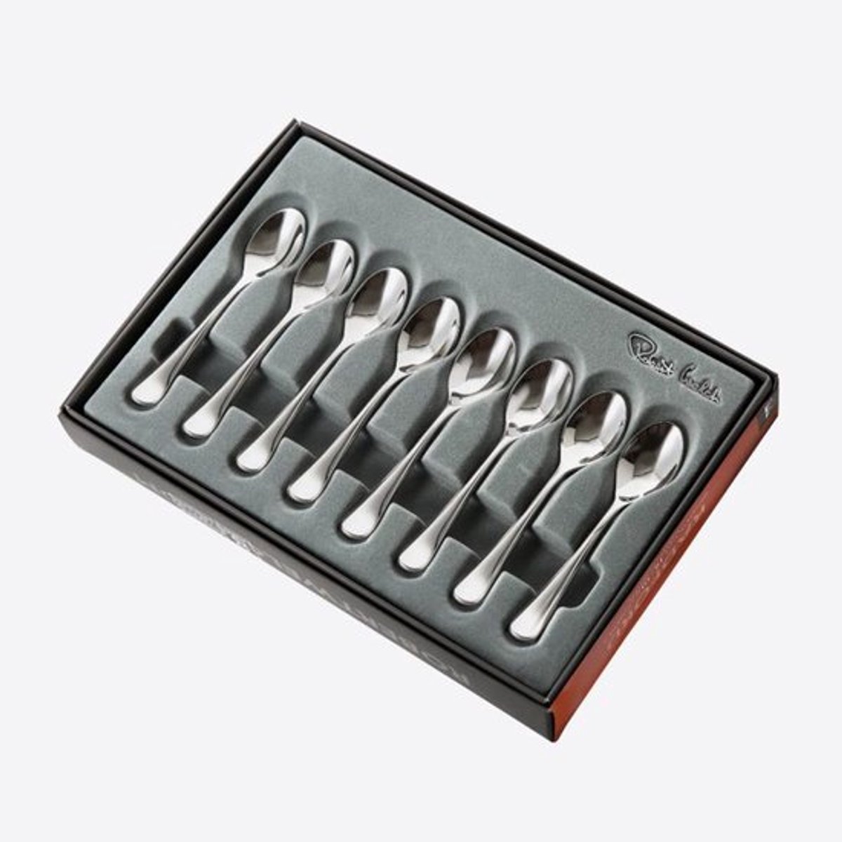 Robert Welch Radford set van 8 koffielepels uit rvs 11.7cm
