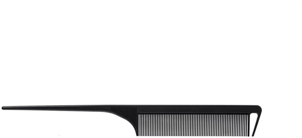 Go Go Gadget - Puntkam - Rat tail comb - Geschikt voor maken van scheidingen, vlechten, touperen en kleuren van haar - Zwart - 1 stuk