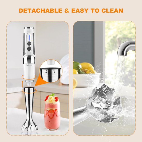 Draadloze Staafmixer - Keukenmixer - Eten Bereiden - 21 Snelheden - 700 ml - Wit — afbeelding 5