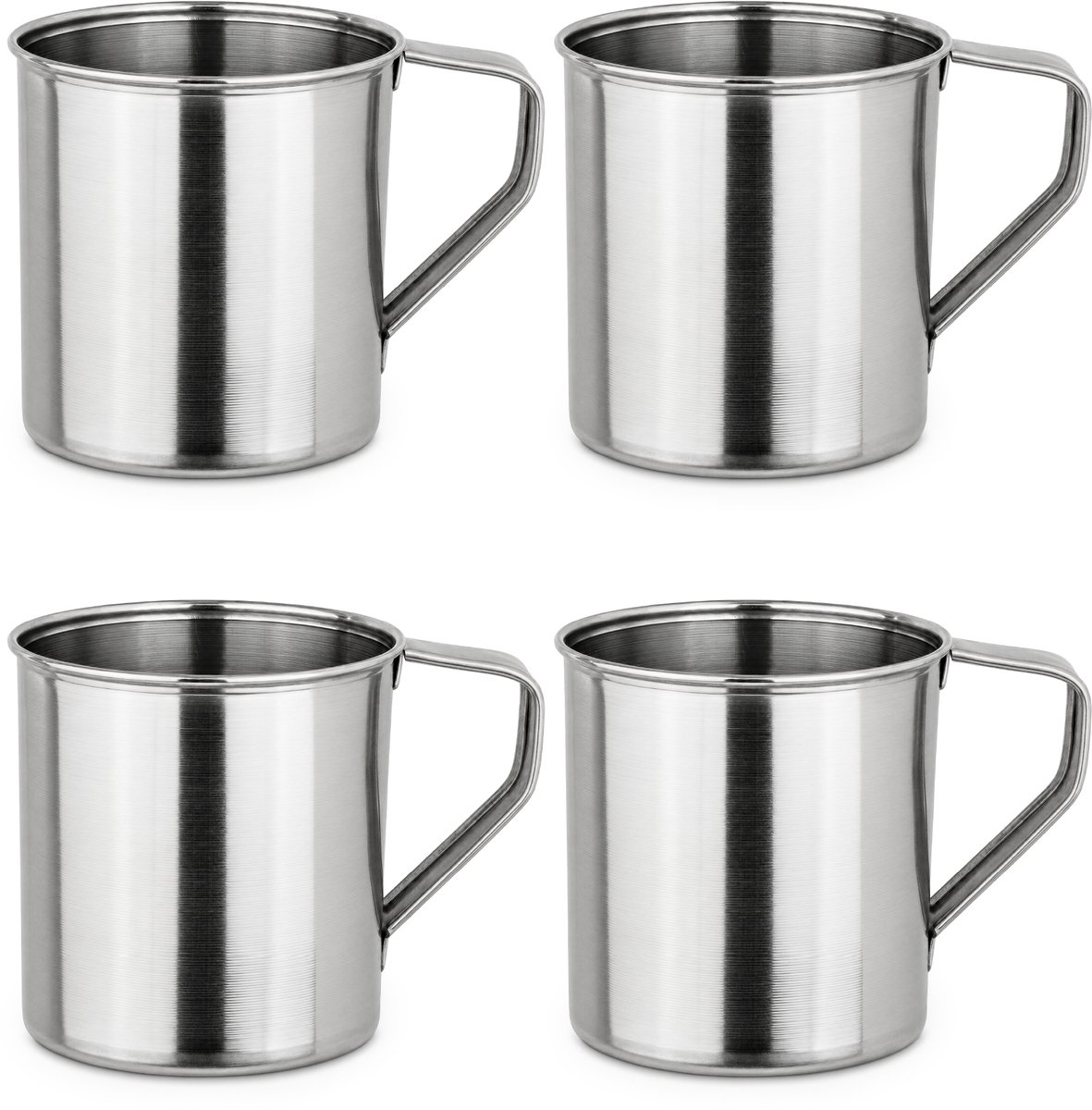 Moritz RVS Beker met Oor 4-delige Set 200 ml – Kampeerbeker Drinkbeker Roestvrij Staal – Onbreekbaar met Stevig Oor voor Warme en Koude Dranken, Kamperen, Tuin en Thuis