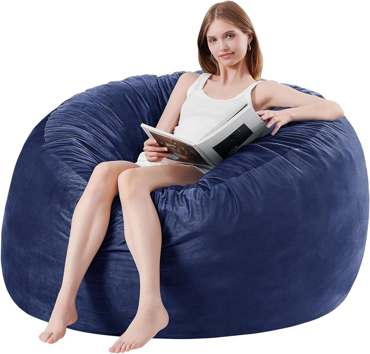 Zitzak Stoel - Zitbank - Ontspannen Zitten - Traagschuim Vulling - 150 cm - Marineblauw