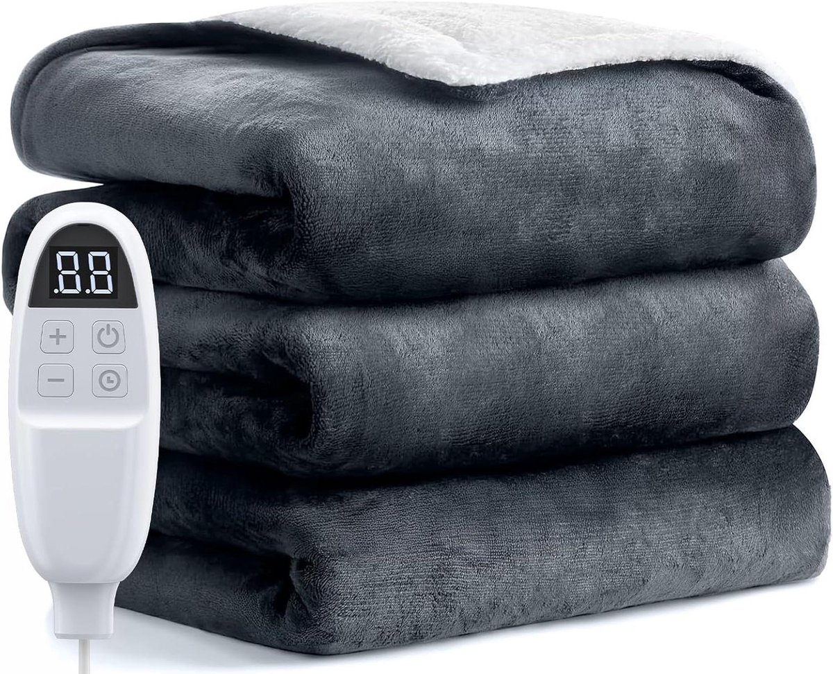 Elektrische Deken - Verwarmde Deken - Comfort Verwarmen - Automatische Uitschakeling - 180 x 200 cm - Grijs