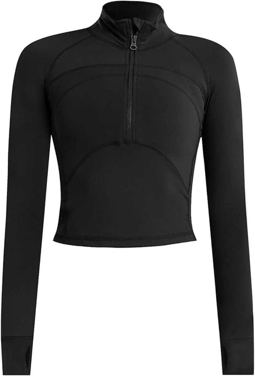 Trui met halve rits voor dames, trainingsshirt, crop kwart rits, trui, yoga, hardloopjassen