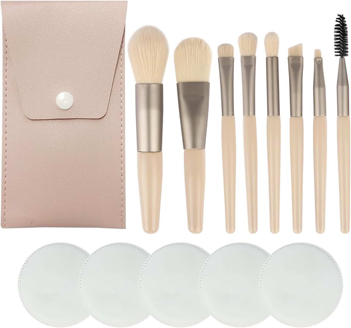 Set van 8 make-upkwasten (inhoud: kwasten), 5 stuks make-upkwasten, beauty-gereedschap, make-upkwasten, geschikt voor make-up