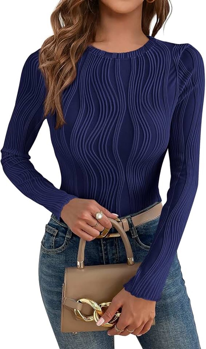 T-shirt voor dames, ronde hals, modern bovenstuk