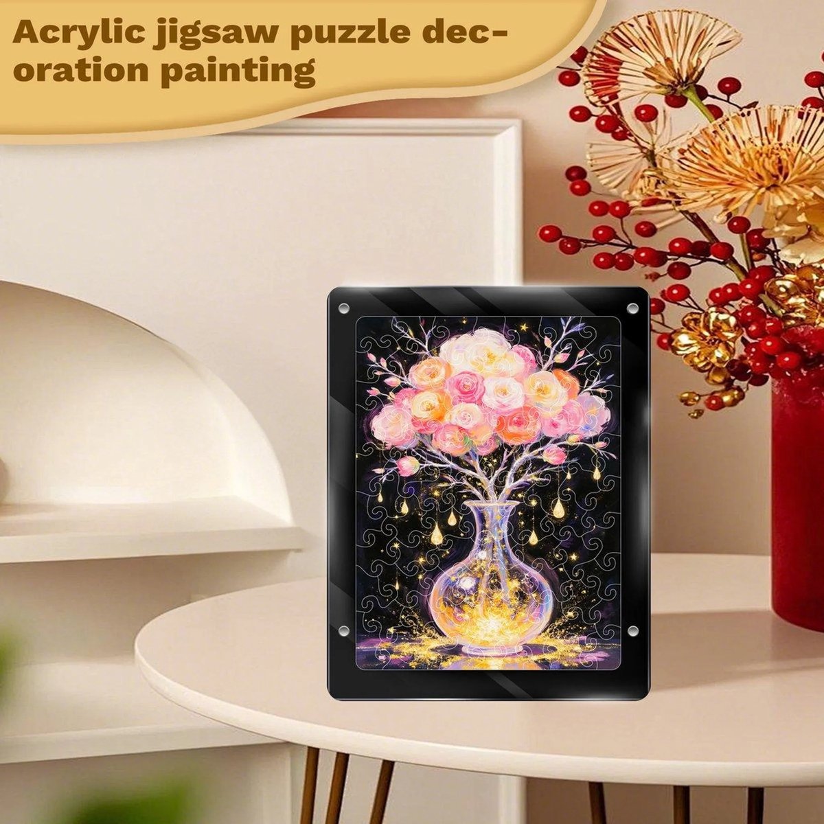Casalora Puzzel Volwassenen Acryl Puzzel Bloemen Vaas – Decoratieve 3D Puzzel met Transparant Effect – DIY Puzzel Decoratie – Cadeau Idee