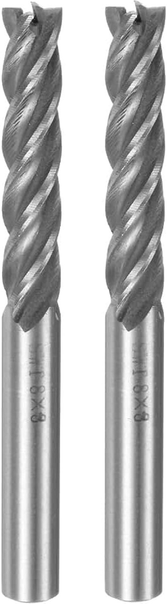 2st. 8 mm x 8 mm 42 mm Helicale Diepte Snijder 4 Fluiten HSS-AL Fijne Korrel Frees Frezen Frees
