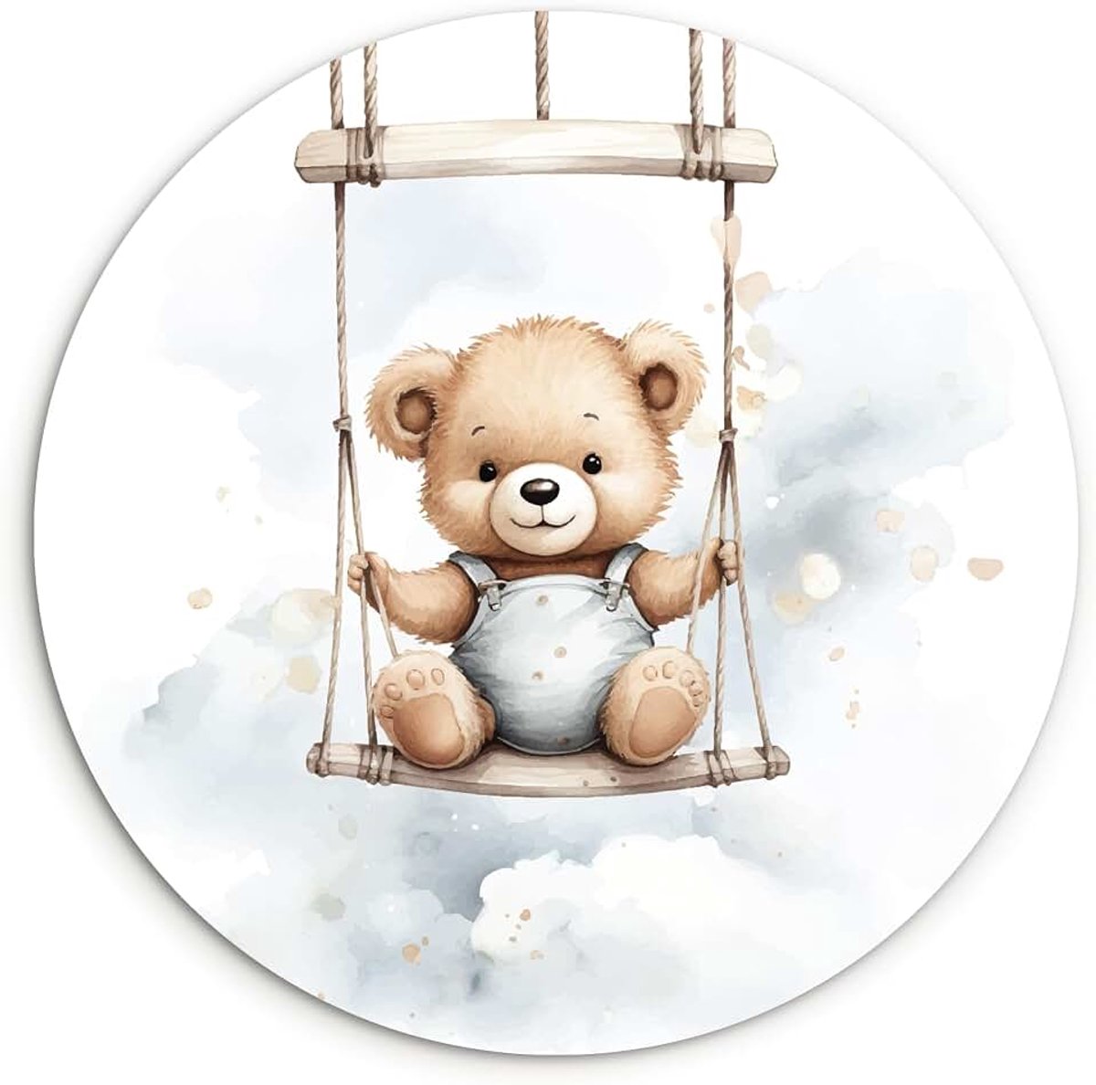 Wandcirkel Ø60 cm Muurcirkel Woonkamer Decoratie Wanddecoratie Huis Slaapkamer Badkamer Keuken Kunstschilderij Beer - Baby - Dier - Kinderen - Babykamer - Kinderkamer