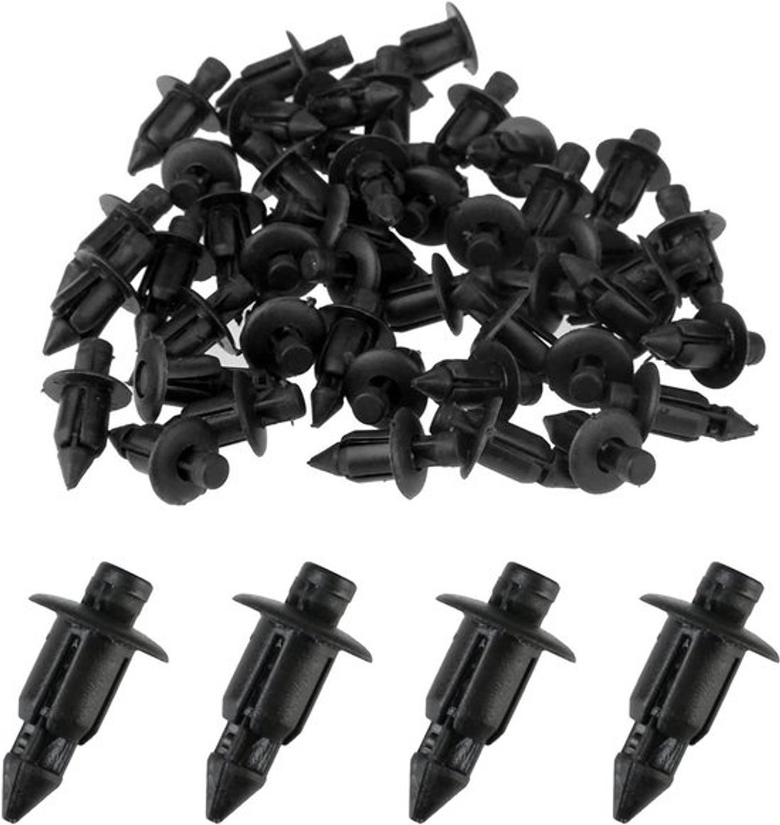 Klinknagels voor bevestiging - 50 stuks plastic - diameter 6 mm - houderklemmen - vervanging auto.
