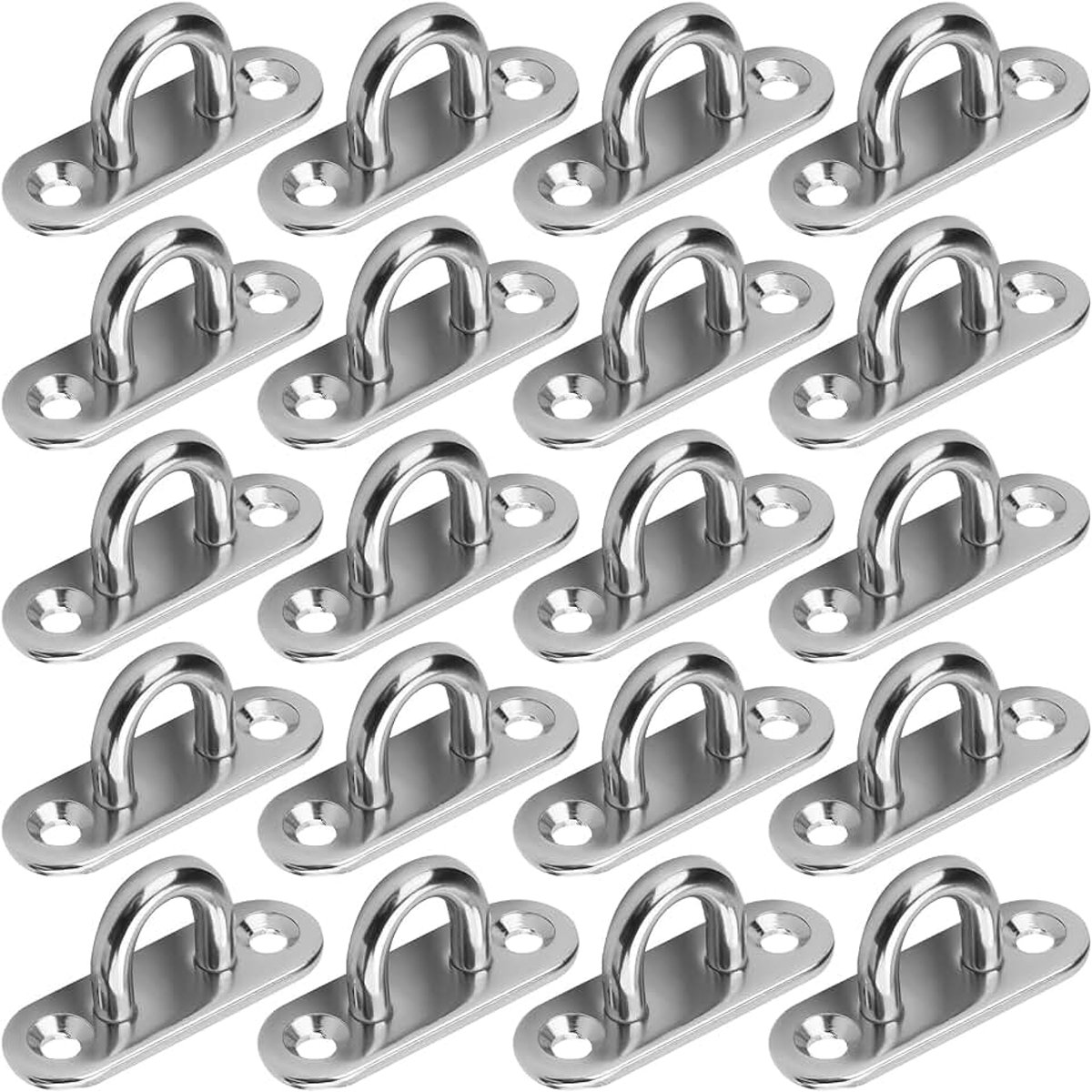 20 stuks oogplaat roestvrij staal - M5 oogplaat met oog, schroefoog om op te hangen, wandbevestiging, bevestiging voor zonnescherm, plafondhaak, bootaccessoires