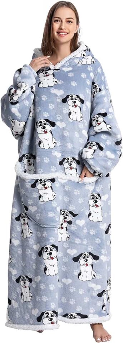 Deken Hoodie, Gezellig Comfortabele Tragbare Decke voor Unisex Volwassen Vrouwen Mannen, Pluizige Giant Sherpa Fleece Hooded Sweatshirt