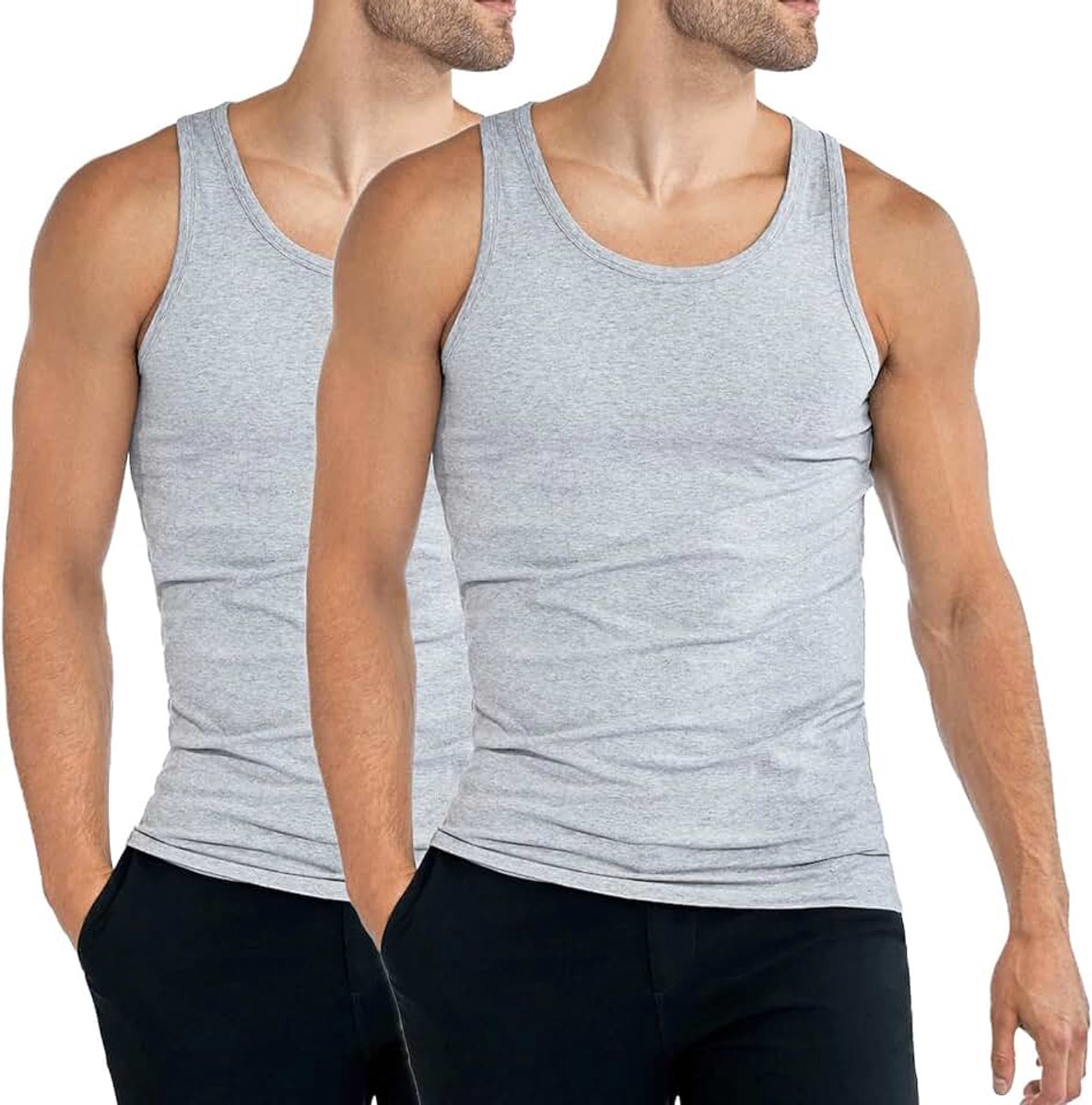 Onderhemden heren tank top 2-pack okselhemden fijn rib zonder naden