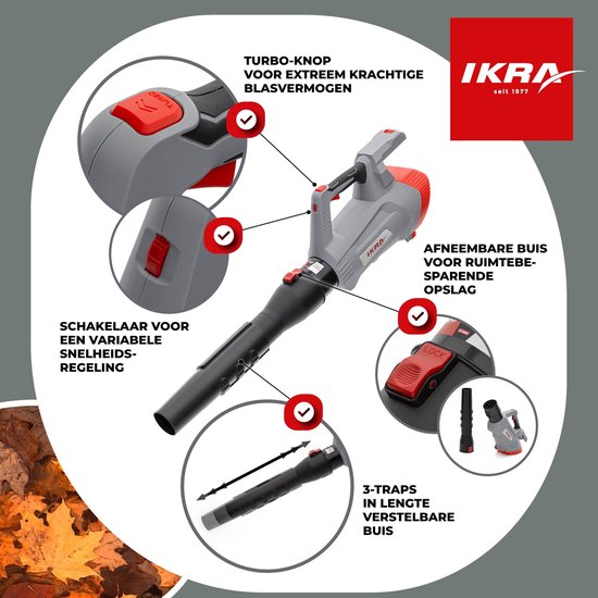 IKRA Bosch 36 V accu-bladblazer IB-LB 36, blaassnelheid tot 215 km/u - exclusief accu en oplader van IKRA — afbeelding 3
