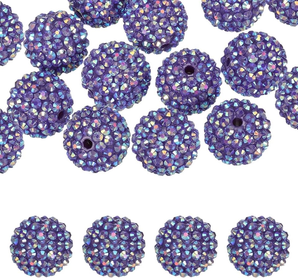 Kralen voor kralen pen, 20 stuks bal disco sprankelende brok ronde bubblegum kralen voor kralen sleutelhanger sieraden maken doe-het-zelf ambacht, paars