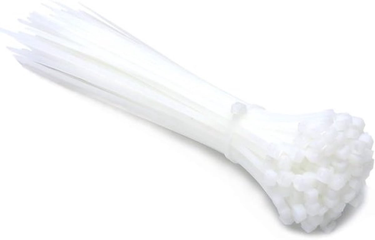 Witte Kabelbinders, 500 Stuks, 200 x 2 mm, Plastic Bevestigingsbanden, UV- en Warmtebestendig voor Tuin en Werkplaats, Kabelorganisatie en -fixatie