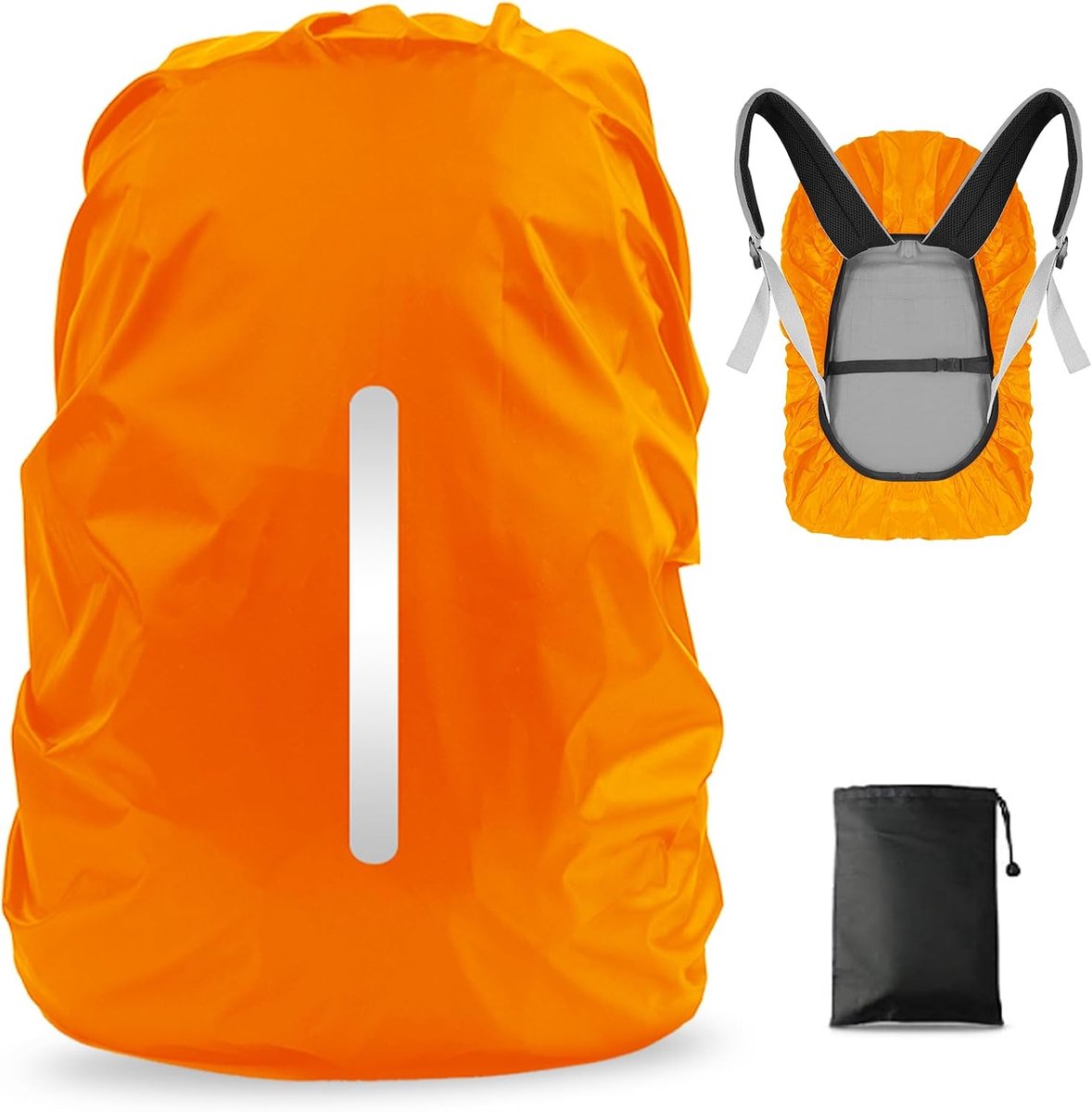 Waterdichte Regenhoes voor Rugzak - Reflecterend - Anti-stof & Anti-diefstal - voor Fietsen, Wandelen, Kamperen, Reizen - 35L (S, past 30-40L) - oranje - 1 Stuk
