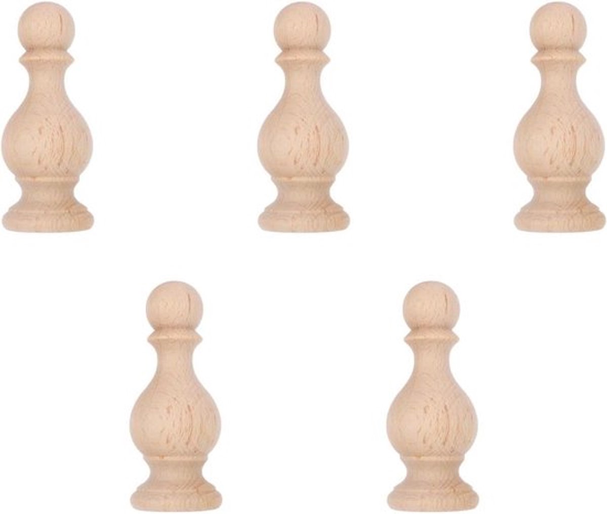 5 Stuks Houten Pilaren voor Meubeldecoratie - DIY Craft Houten Eindstukken, Spindels en Dowel Eindstukken in Khaki voor Tuin en Interieur