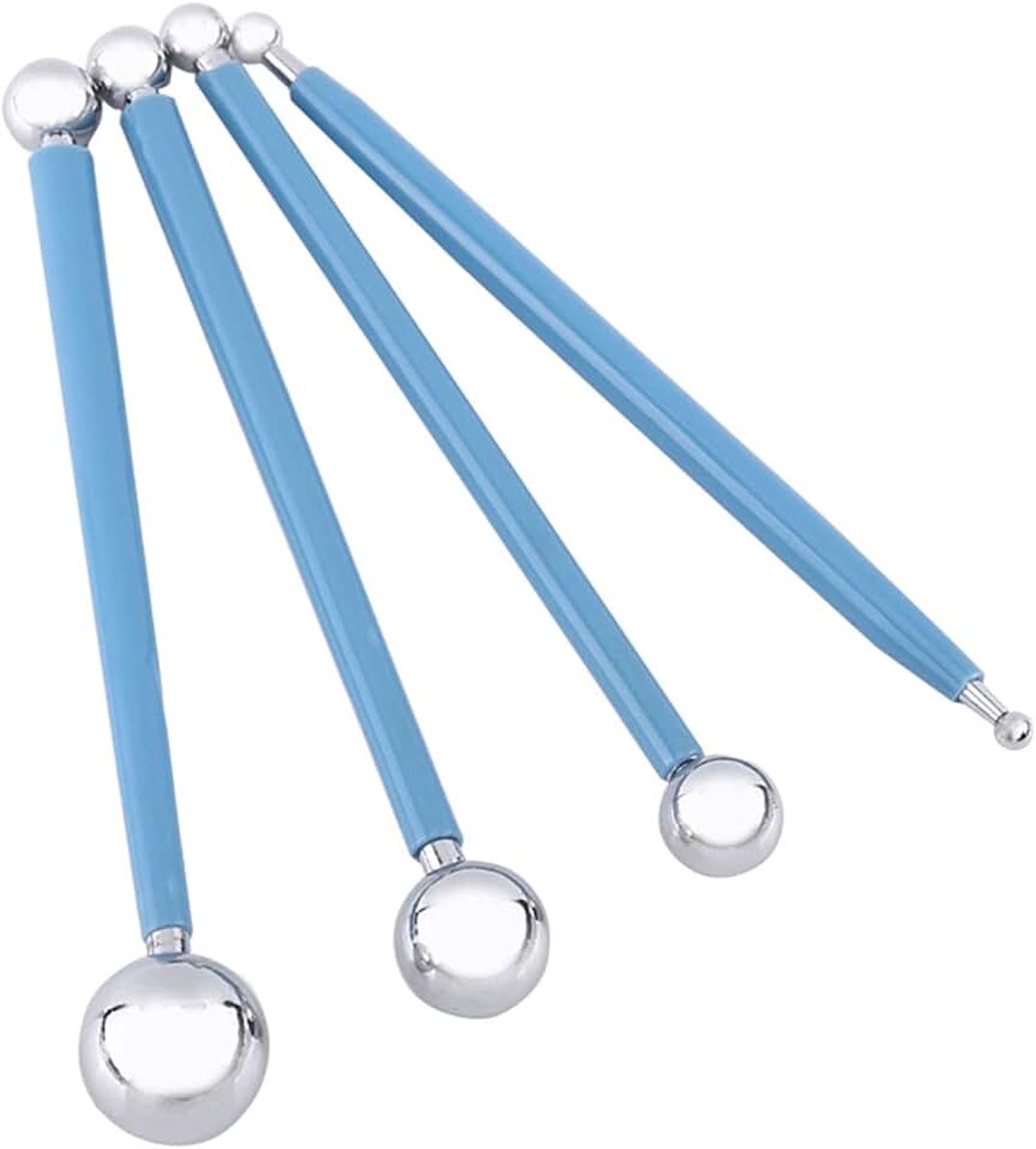 Cake Decorating Moulding, 4-delige Ball Stylus Clay Sculpting Tool Set, RVS Dual-Ended Ball Shape Modeling Tool, Sugarcraft Flower Cutter