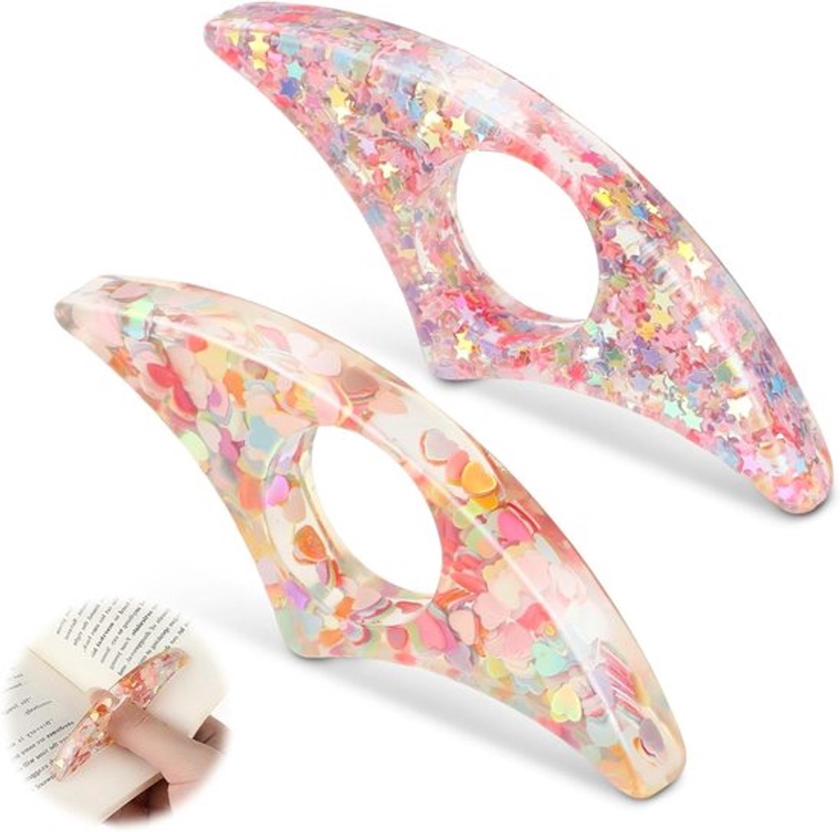 2 Stuks Duimboekhouder met Zijsteun voor Boeken, Handgemaakte Bookmark met Gedroogde Bloemen, Perfecte Leesaccessoires voor Boekenliefhebbers en Leraren