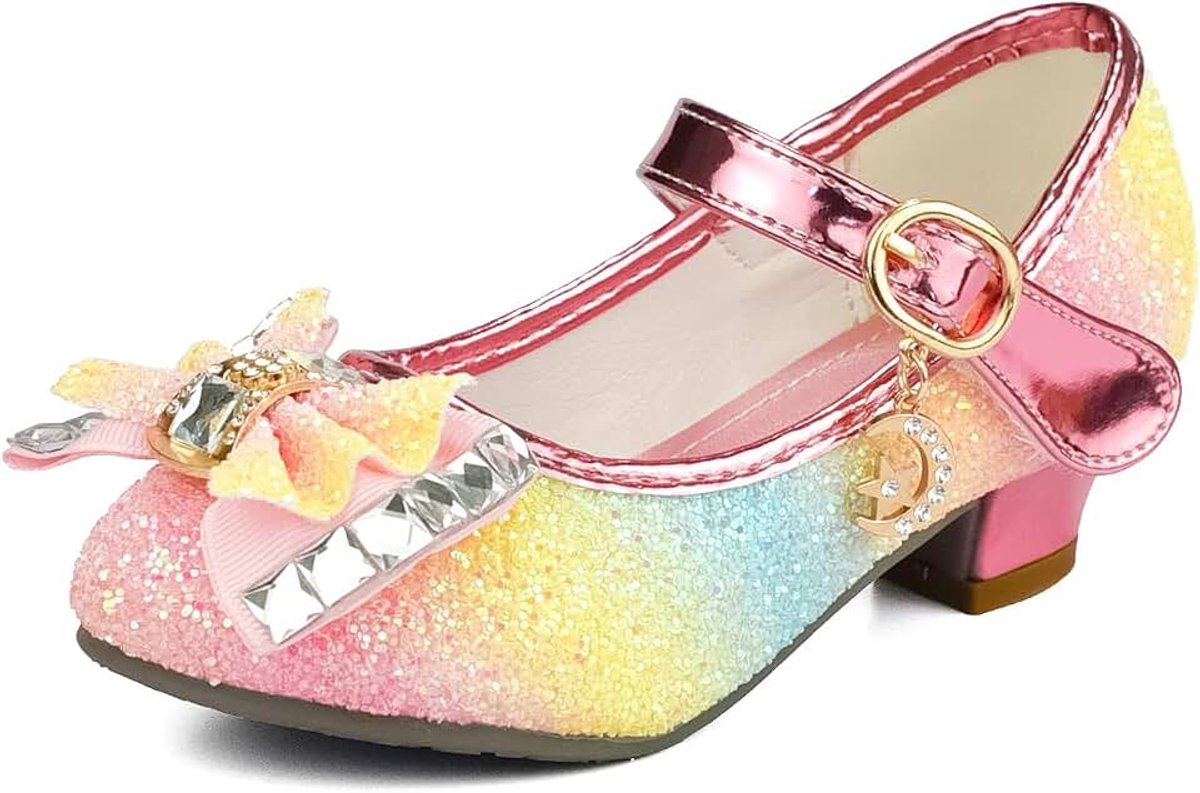 Schoenen met hak en pailletten voor meisjes, Glinsterende koningin-aankleedschoenen voor feestjes en verjaardagen