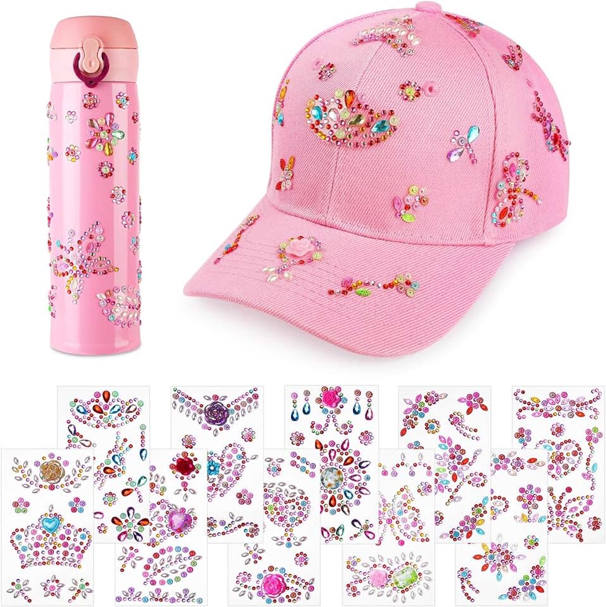 Diy Baseballpet Voor Meisjes, Verstelbare Snapback-Pet Voor Kinderen Met Glitter-Edelsteenstickers, Unisex Baseballpet Kunst En Handwerk Voor Kinderen, Sport-Snapback-Cap Verjaardagscadeau