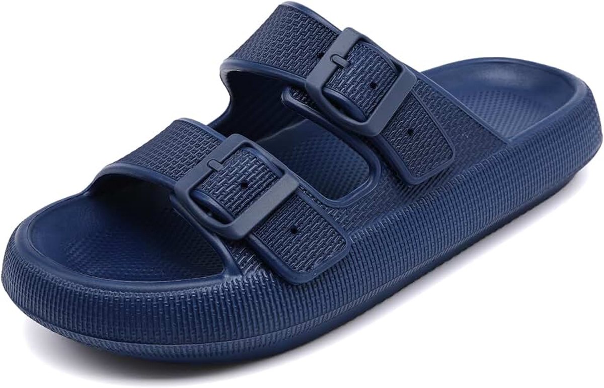 Sliders Vrouwen Mannen Sandalen met Verstelbare Gespen, Douche Badkamer Antislip Sneldrogende Open Teen Super Zachte Comfortabele Dikke Zool Slippers Indoor Outdoor Schoenen