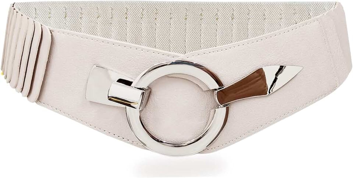 Elastische tailleriem voor dames, 6 cm brede heupriem met zilveren ring