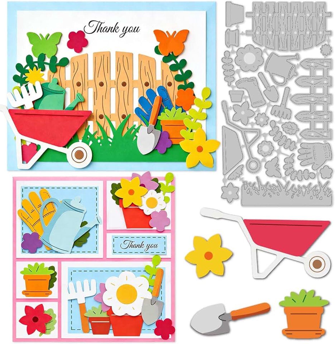 10 Stks Tuin Die Cut Voor Kaarten Maken Lente Yard Metalen Snijden Dies Bloempot Snijden Embossing Sjablonen Plant Embossing Stencils Voor DIY Scrapbooking Papier Kaart Fotoalbum Craft
