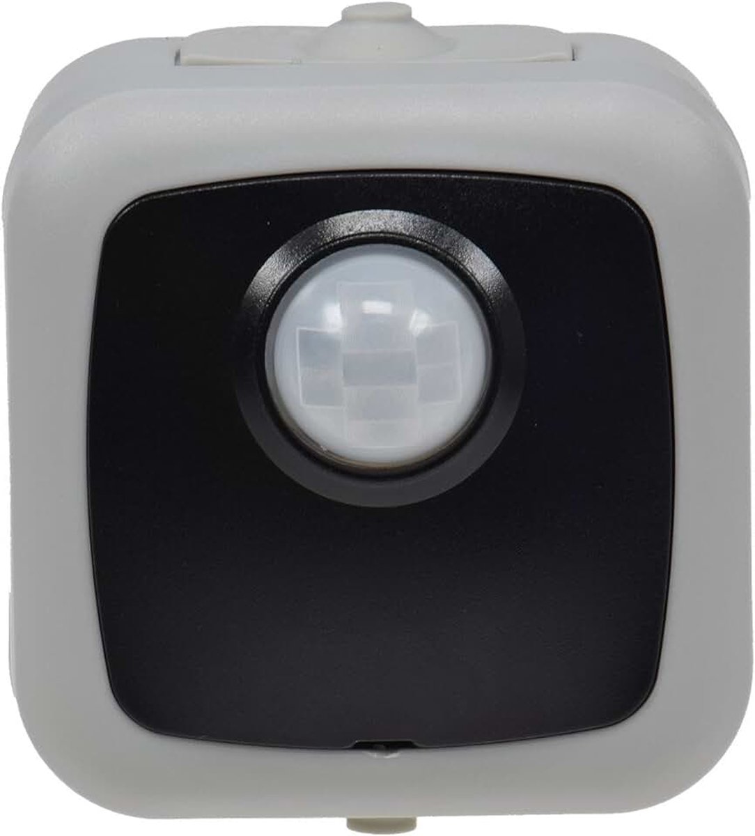 Bewegingssensor, IP44, weerbestendig, 120° detectie, 6 m bereik, voor garage, kelder, huisingang, 2-500 W led, instelbare tijd- en schemerschakelaar, grijs