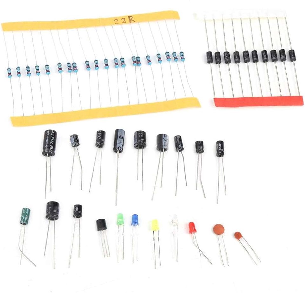Elektronische componentenkit, LED-diode Elektrolytische condensator Keramische weerstanden Transistors Diodes, keramische condensatoren Assortimentkit