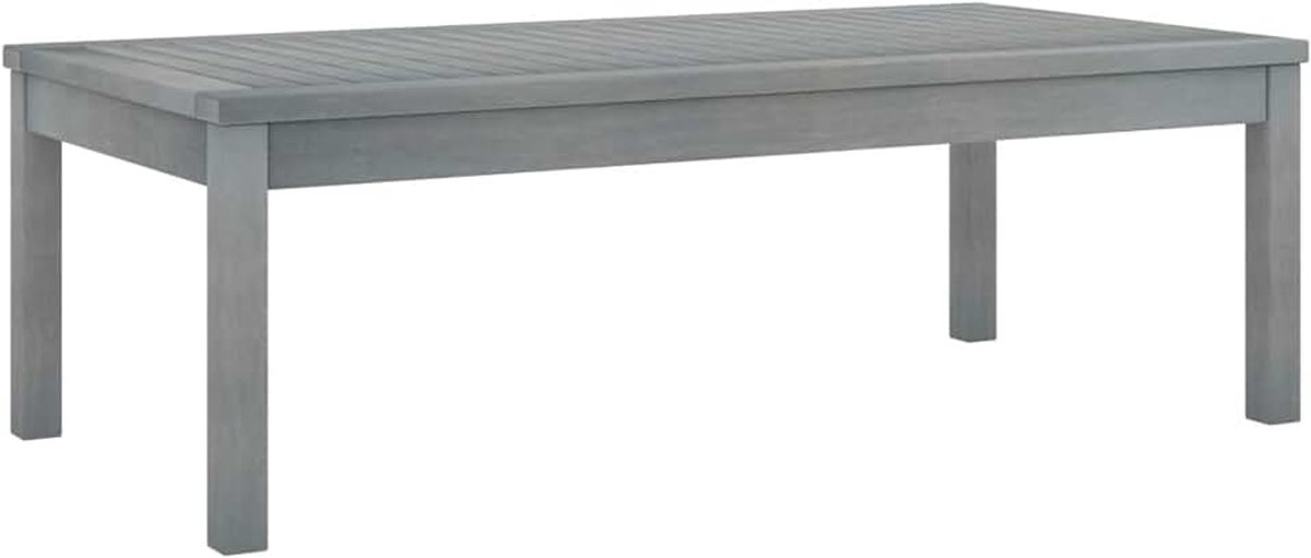 Tuintafel, salontafel, theetafel, bijzettafel, rotan theetafel, koffietafel, balkontafel, balkon, 100 x 50 x 33 cm, grijs, massief hout, acacia