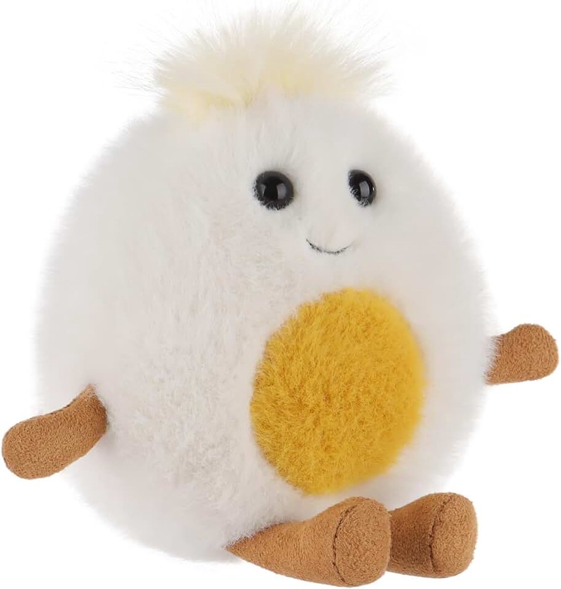 Lamb Gekookt ei, eten, pluche dieren voor kinderen, zacht schattig knuffeldier voor baby's, meisjes en jongens, pluizig gekookt ei, wit, 12 cm