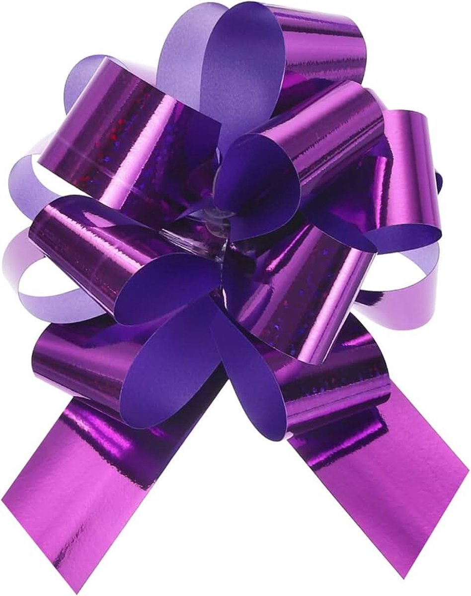 10 stuks 10 cm metallic grote strik trekken glitter linten voor geschenkverpakking lint voor bruiloft auto manden geschenken Kerstmis boog paars