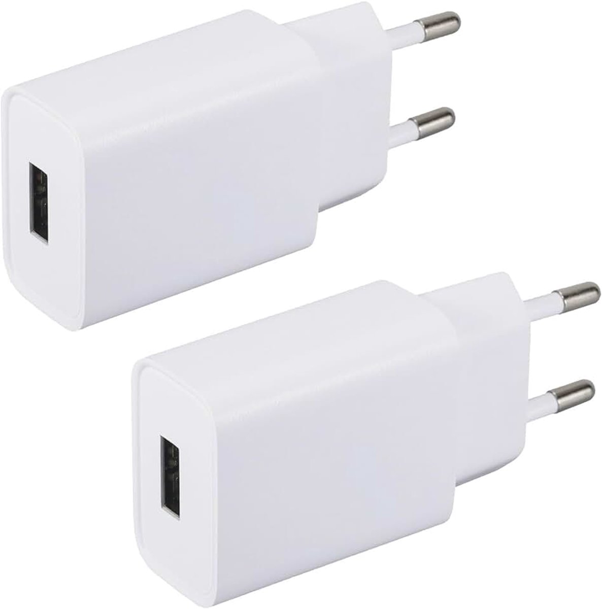 Set van 2 USB-voeding 5 V/2 A, USB-oplader, stekker, netstekker, stekkeradapter, laadstekker voor mobiele telefoon, monitor, hoofdtelefoon, tafellamp, e-book reader, tablet kinderen