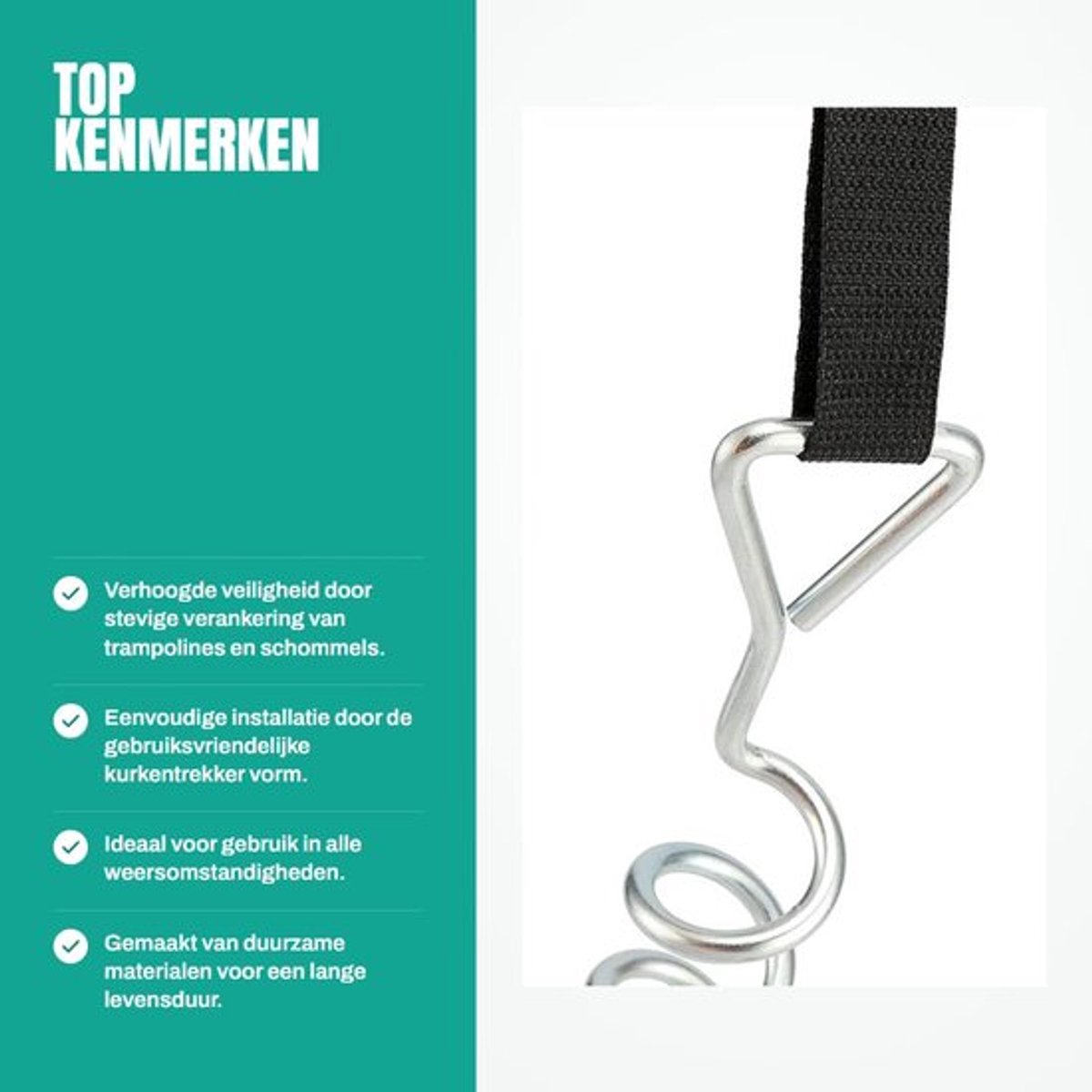 Trampoline Anker Kit Duurzaam - Grondankers - Grondpennen - Heavy Duty - 12 Inch Stalen Stakes - Roestbestendig