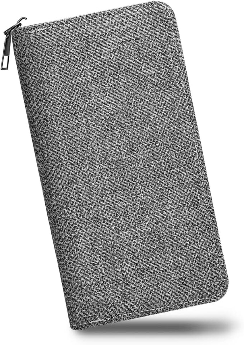 Portemonnee voor heren, canvas, lange portemonnee met ritssluiting, grote capaciteit, portemonnee, creditcardhouder, portemonnee met ritssluiting, telefoonhouder, contant geld, sleuven